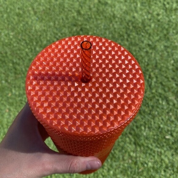 NEW Starbucks 24oz Venti Studded Orange Bling Cup Tumbler Cold Drink - Picture 2 of 4
